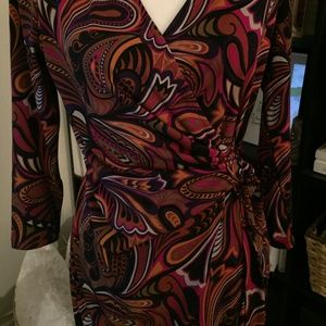 Paisley Orange Pink DRESS Size 8 Anne Klein